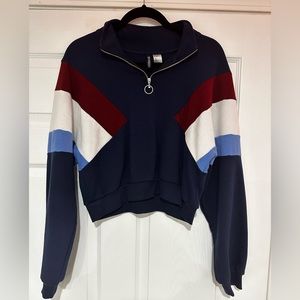 a cropped crew neck